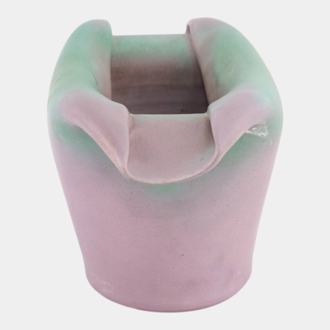 Muncie Pottery 1920s Art Deco Matte Green Over Lilac Vase Shape 432-5 - Just Art Pottery