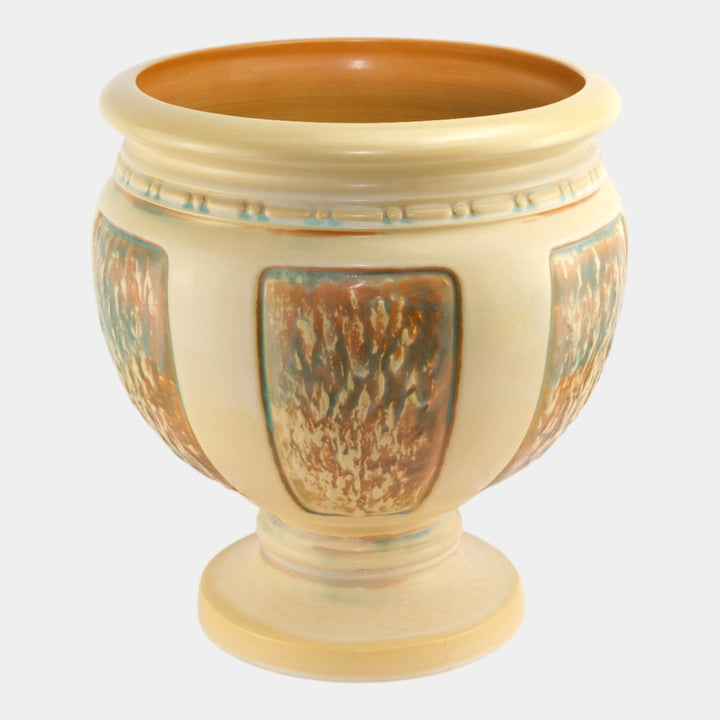 Roseville Florentine II 1933 Art Pottery Tan Sand Jar Floor Urn Planter 297 - Just Art Pottery