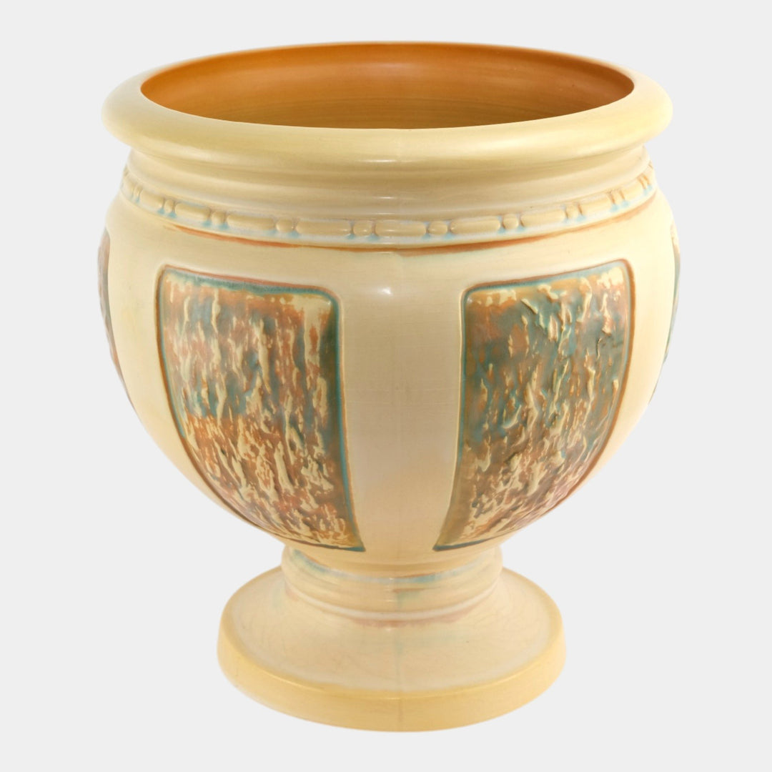 Roseville Florentine II 1933 Art Pottery Tan Sand Jar Floor Urn Planter 297 - Just Art Pottery