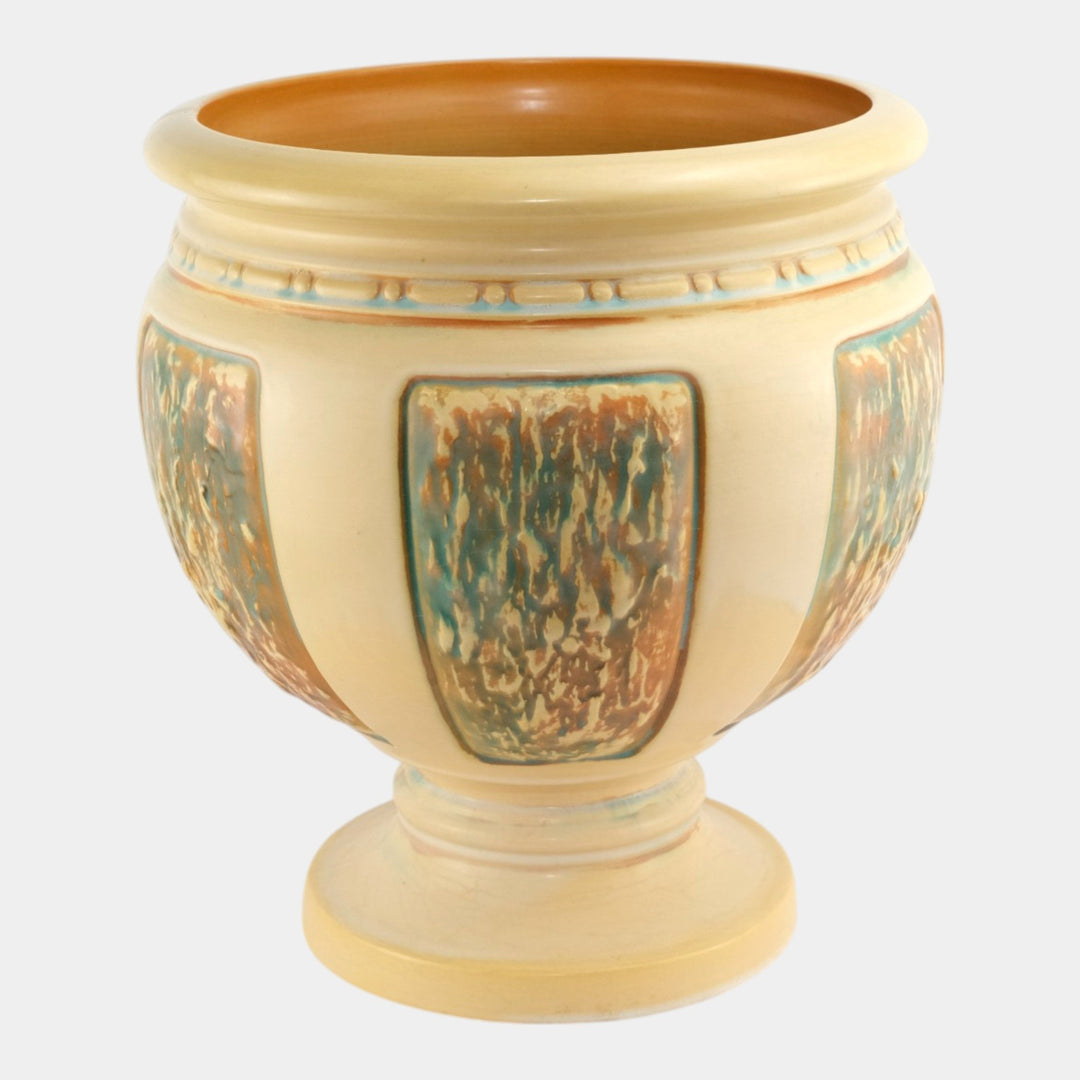 Roseville Florentine II 1933 Art Pottery Tan Sand Jar Floor Urn Planter 297 - Just Art Pottery