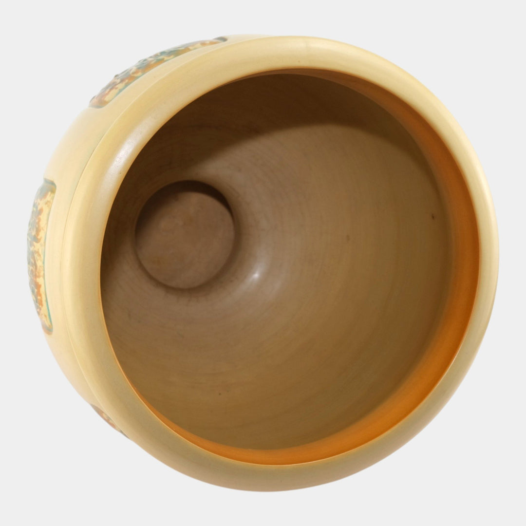 Roseville Florentine II 1933 Art Pottery Tan Sand Jar Floor Urn Planter 297 - Just Art Pottery