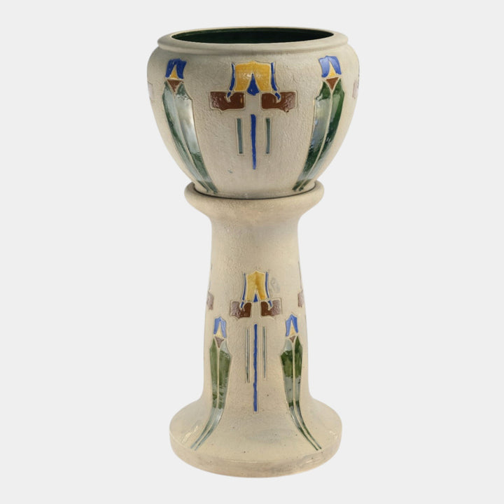 Roseville Mostique Gray 1916 Vintage Art Pottery Jardiniere And Pedestal 606-10 - Just Art Pottery