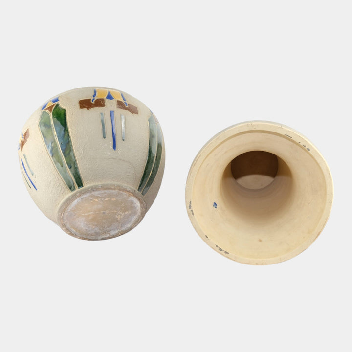 Roseville Mostique Gray 1916 Vintage Art Pottery Jardiniere And Pedestal 606-10 - Just Art Pottery