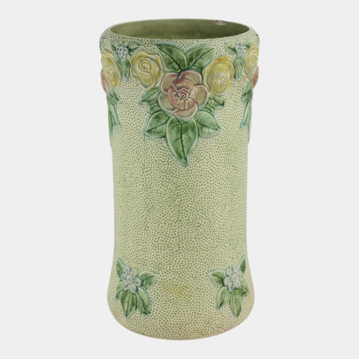 Roseville Rozane 1917 Vintage Art Pottery Green Tint Umbrella Stand 756-19 - Just Art Pottery