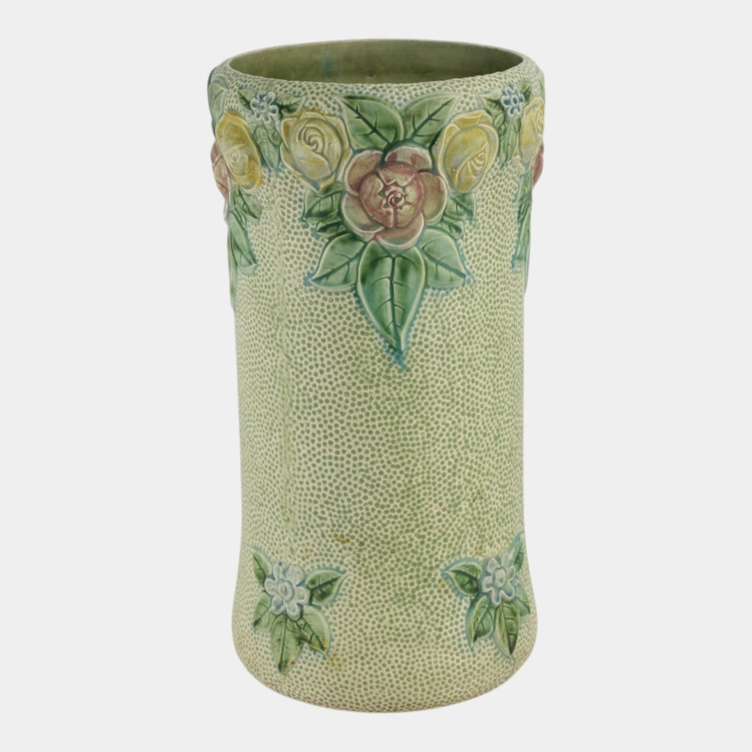 Roseville Rozane 1917 Vintage Art Pottery Green Tint Umbrella Stand 756-19 - Just Art Pottery
