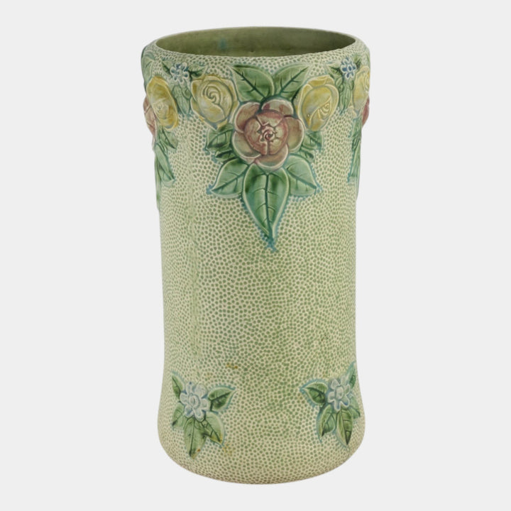 Roseville Rozane 1917 Vintage Art Pottery Green Tint Umbrella Stand 756-19 - Just Art Pottery