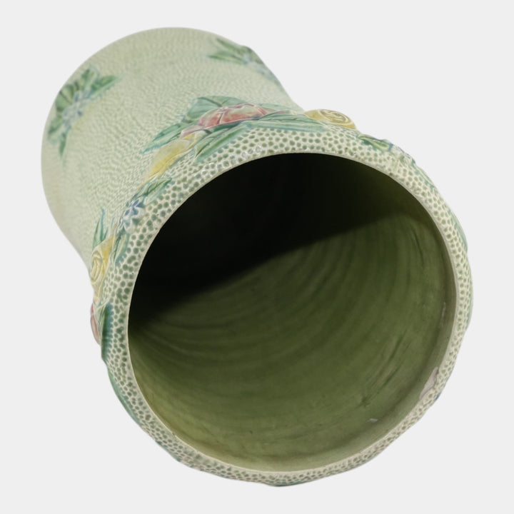 Roseville Rozane 1917 Vintage Art Pottery Green Tint Umbrella Stand 756-19 - Just Art Pottery
