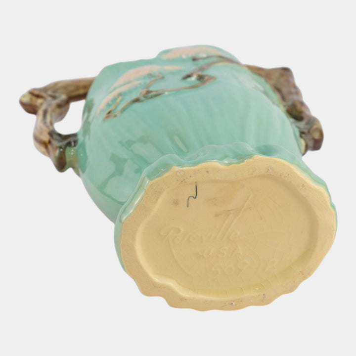 Roseville Ming Tree Green1949 Vintage Mid Century Modern Pottery Basket 509-12 - Just Art Pottery