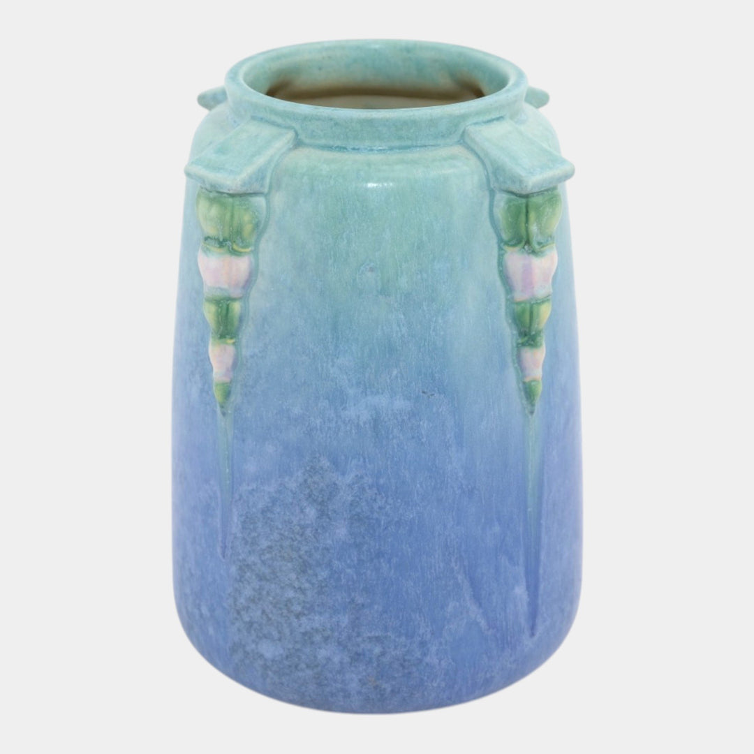 Roseville Topeo 1934 Blue Vintage Art Pottery Ceramic Buttressed Vase 659-8 - Just Art Pottery