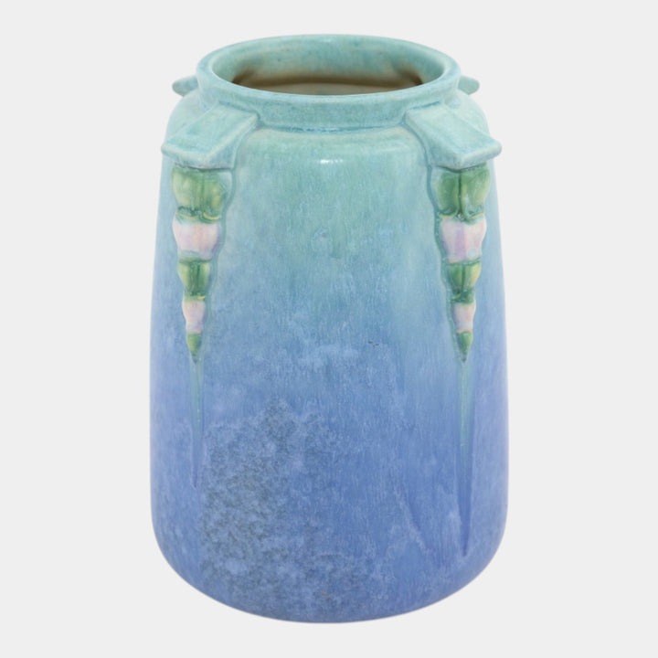 Roseville Topeo 1934 Blue Vintage Art Pottery Ceramic Buttressed Vase 659-8 - Just Art Pottery