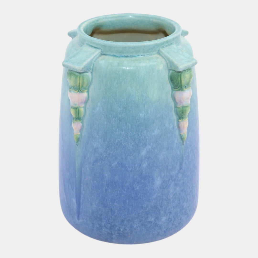Roseville Topeo 1934 Blue Vintage Art Pottery Ceramic Buttressed Vase 659-8 - Just Art Pottery