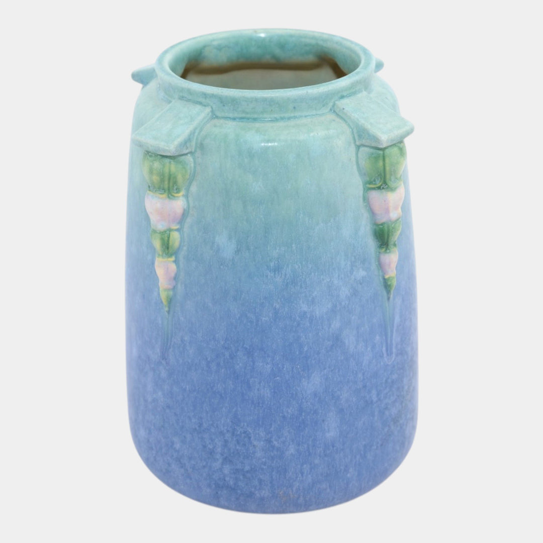 Roseville Topeo 1934 Blue Vintage Art Pottery Ceramic Buttressed Vase 659-8 - Just Art Pottery