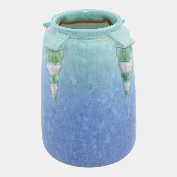 Roseville Topeo 1934 Blue Vintage Art Pottery Ceramic Buttressed Vase 659-8 - Just Art Pottery
