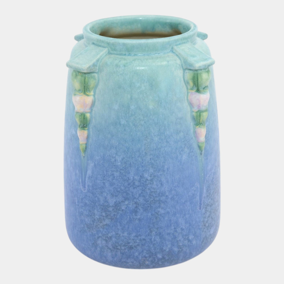 Roseville Topeo 1934 Blue Vintage Art Pottery Ceramic Buttressed Vase 659-8 - Just Art Pottery
