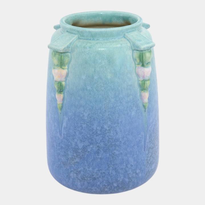 Roseville Topeo 1934 Blue Vintage Art Pottery Ceramic Buttressed Vase 659-8 - Just Art Pottery