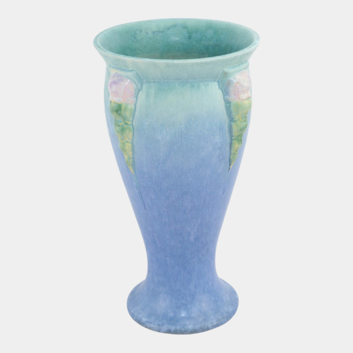 Roseville Topeo 1934 Blue Vintage Art Deco Pottery Ceramic Vase 664-12 - Just Art Pottery