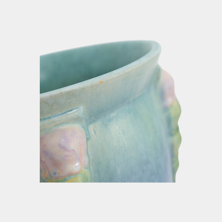 Roseville Topeo 1934 Blue Vintage Art Deco Pottery Ceramic Vase 664-12 - Just Art Pottery