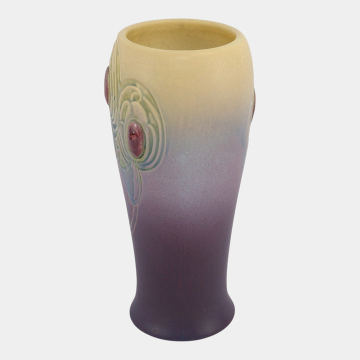 Weller Jewel 1910 Art Nouveau Pottery Matte Yellow Purple Ceramic Tree Vase - Just Art Pottery