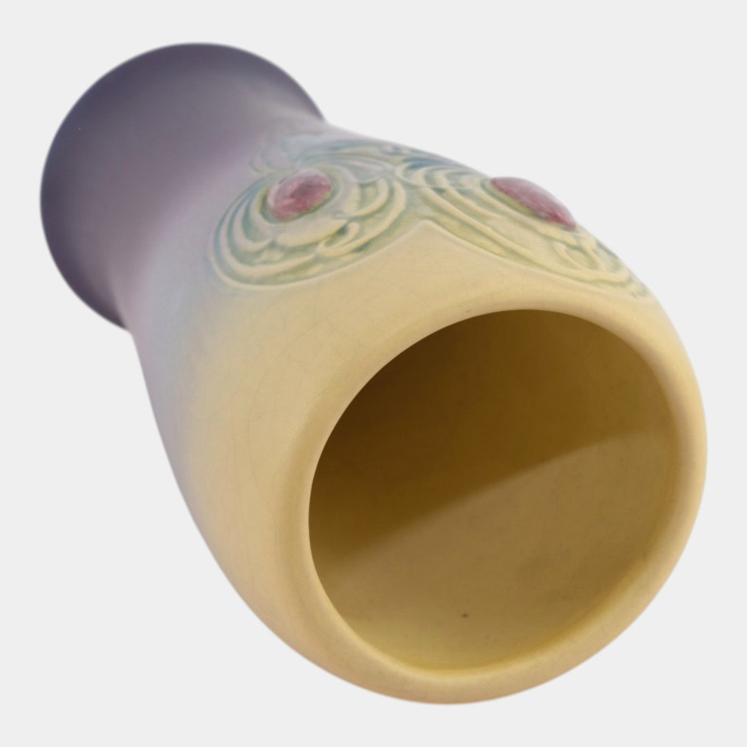 Weller Jewel 1910 Art Nouveau Pottery Matte Yellow Purple Ceramic Tree Vase - Just Art Pottery
