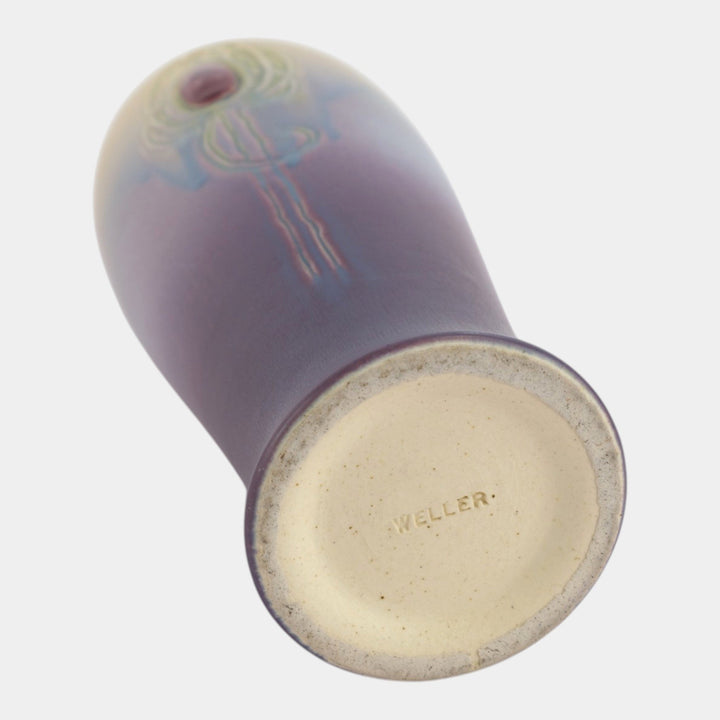 Weller Jewel 1910 Art Nouveau Pottery Matte Yellow Purple Ceramic Tree Vase - Just Art Pottery