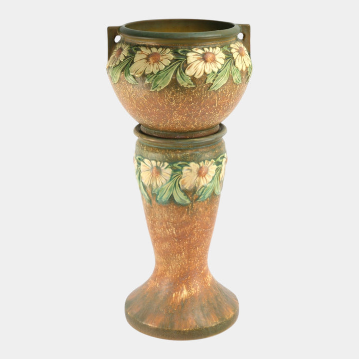 Roseville Dahlrose 1928 Vintage Art Pottery Ceramic Jardiniere Pedestal 614-8 - Just Art Pottery