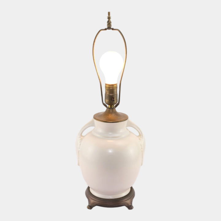 Roseville Tuscany Ivory II 1932 Art Deco Matte White Art Pottery Factory Lamp - Just Art Pottery