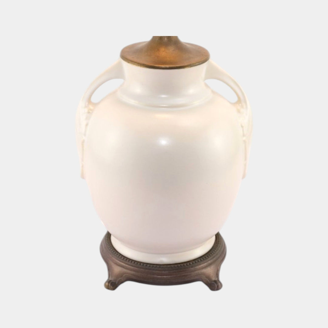 Roseville Tuscany Ivory II 1932 Art Deco Matte White Art Pottery Factory Lamp - Just Art Pottery