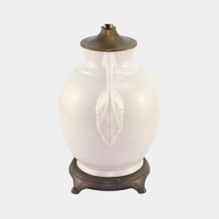 Roseville Tuscany Ivory II 1932 Art Deco Matte White Art Pottery Factory Lamp - Just Art Pottery