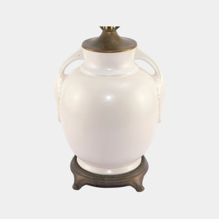 Roseville Tuscany Ivory II 1932 Art Deco Matte White Art Pottery Factory Lamp - Just Art Pottery