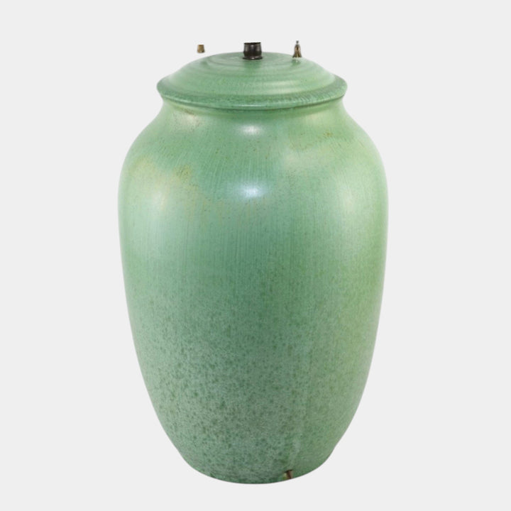 Cowan 1930s Vintage Art Deco Pottery Mottled Green Ceramic Dual Light Lamp - Just Art Pottery