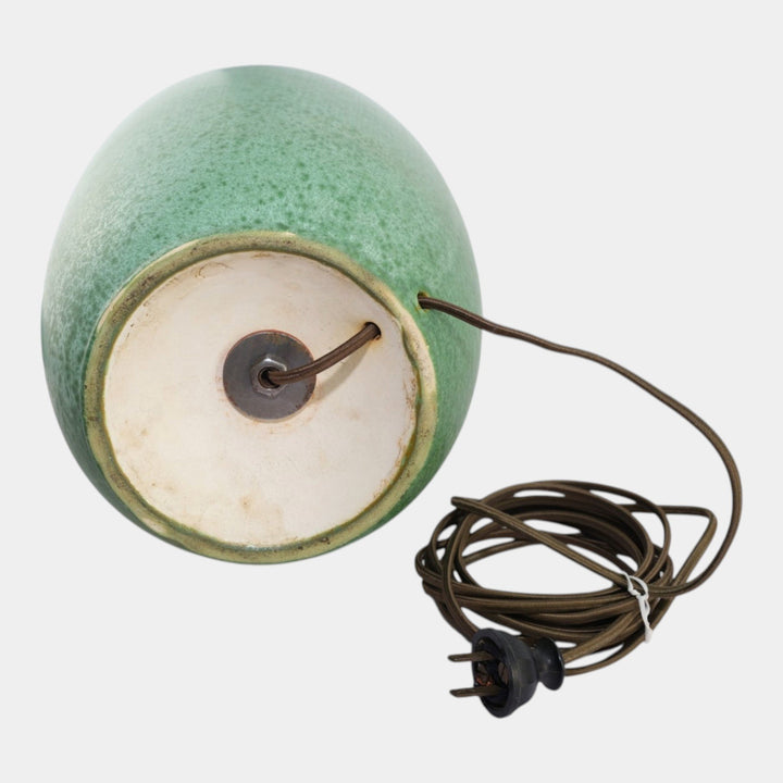 Cowan 1930s Vintage Art Deco Pottery Mottled Green Ceramic Dual Light Lamp - Just Art Pottery