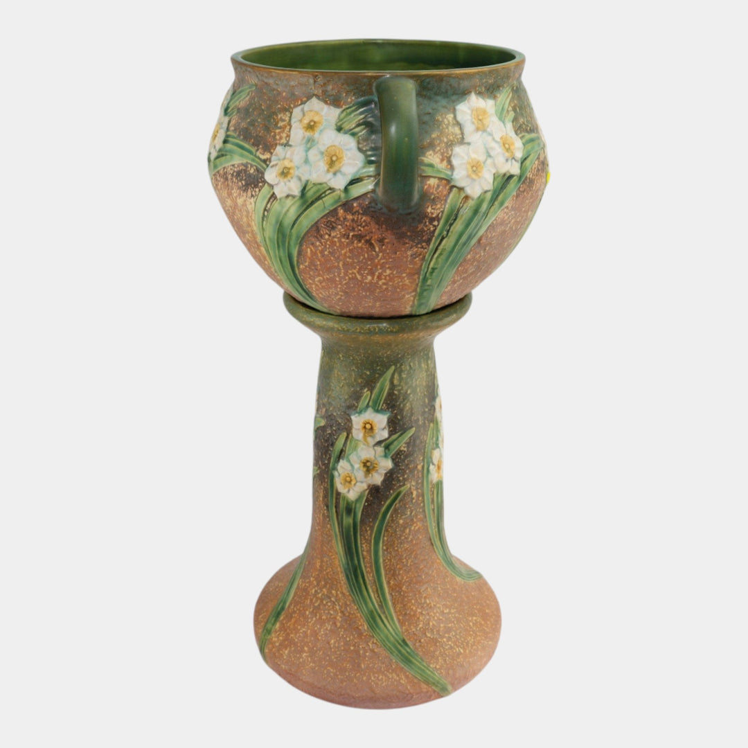 Roseville Jonquil 1931 Arts And Crafts Pottery Jardiniere and Pedestal 621-10 - Just Art Pottery
