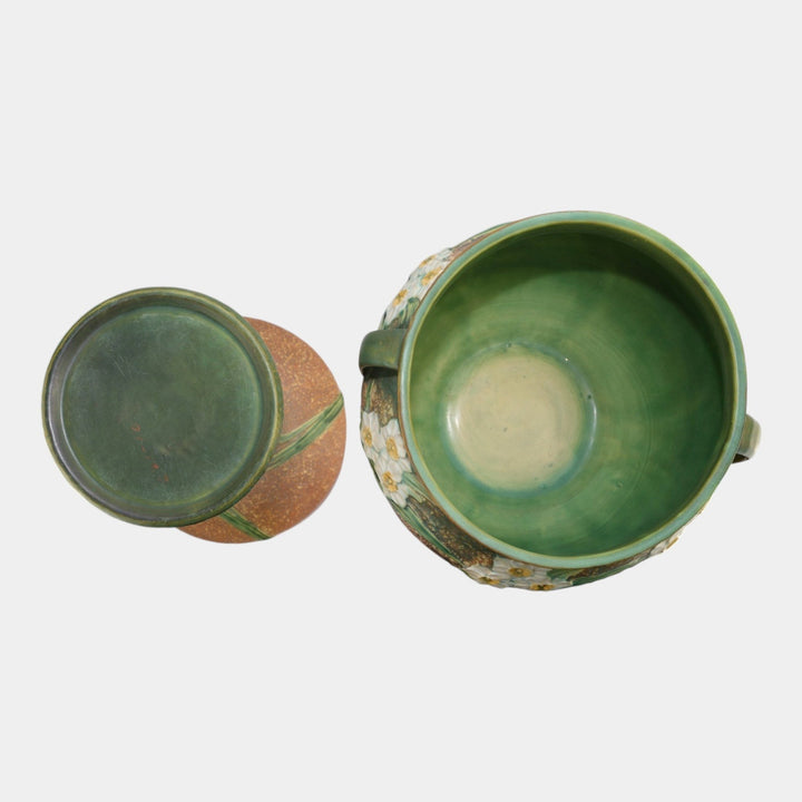 Roseville Jonquil 1931 Arts And Crafts Pottery Jardiniere and Pedestal 621-10 - Just Art Pottery