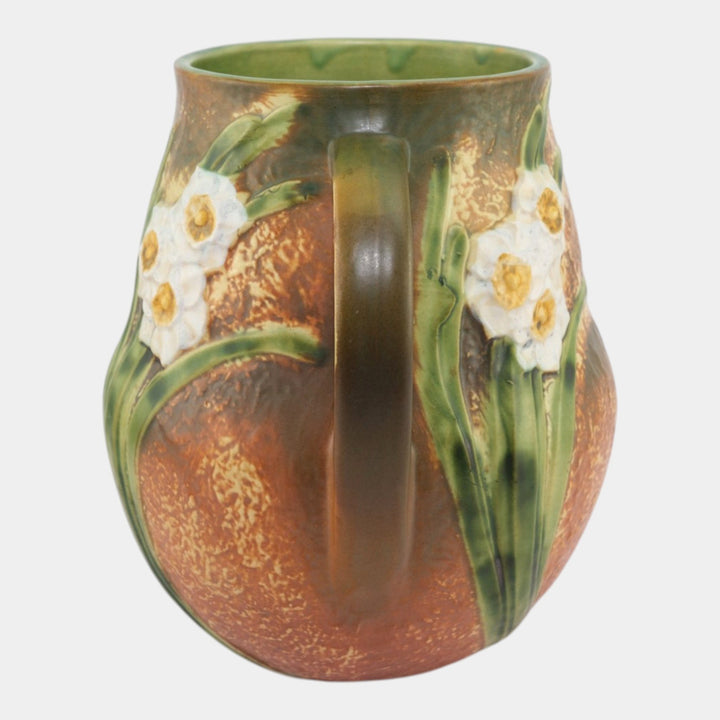 Roseville Jonquil Brown 1931 Vintage Arts and Crafts Pottery Ceramic Vase 530-10 - Just Art Pottery