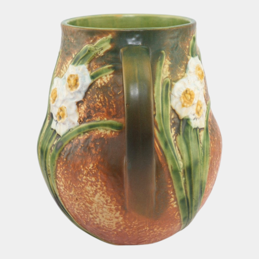 Roseville Jonquil Brown 1931 Vintage Arts and Crafts Pottery Ceramic Vase 530-10 - Just Art Pottery