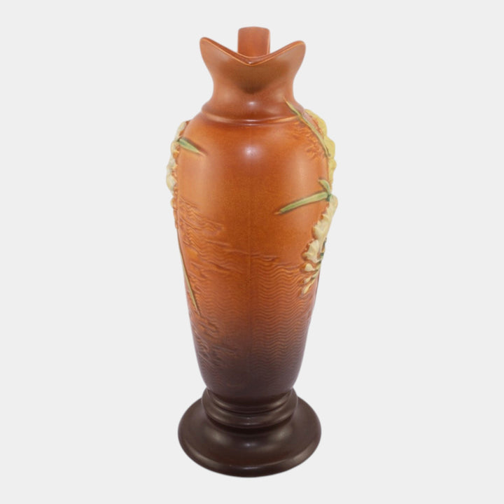 Roseville Freesia Brown 1945 Mid Century Modern Ceramic Ewer 21-15 - Just Art Pottery
