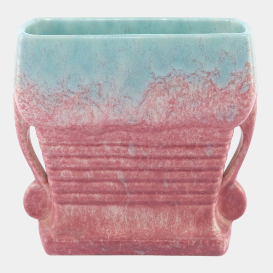 Roseville Tourmaline Pink Blue 1933 Vintage Art Pottery Ceramic Pillow Vase 65-6 - Just Art Pottery