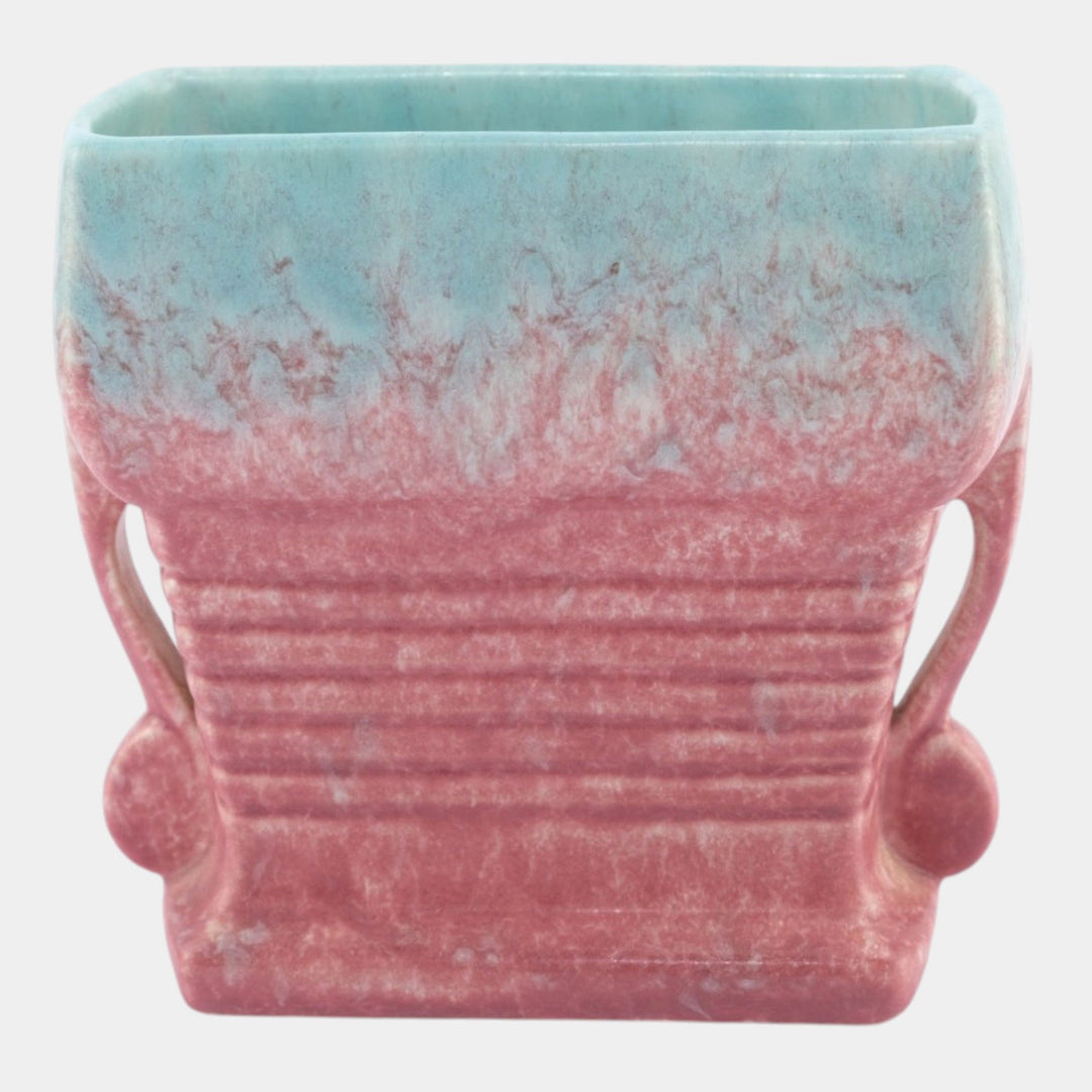 Roseville Tourmaline Pink Blue 1933 Vintage Art Pottery Ceramic Pillow Vase 65-6 - Just Art Pottery