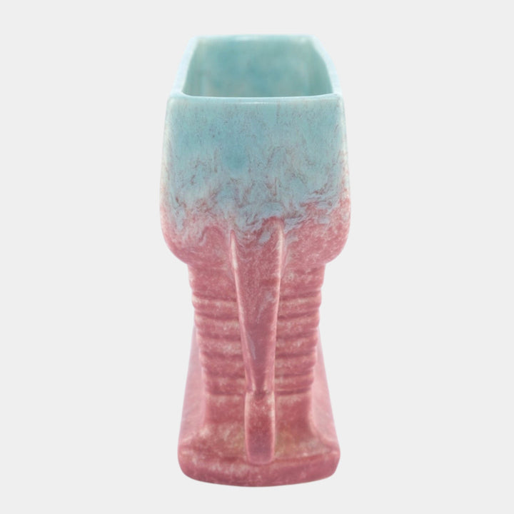 Roseville Tourmaline Pink Blue 1933 Vintage Art Pottery Ceramic Pillow Vase 65-6 - Just Art Pottery