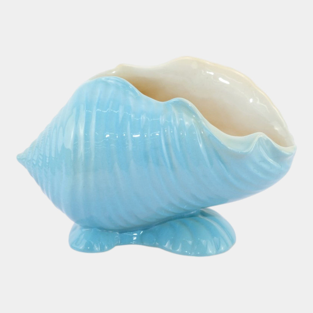 Roseville Ming Tree Blue 1949 Mid Century Modern Ceramic Conch Shell 563-7 - Just Art Pottery