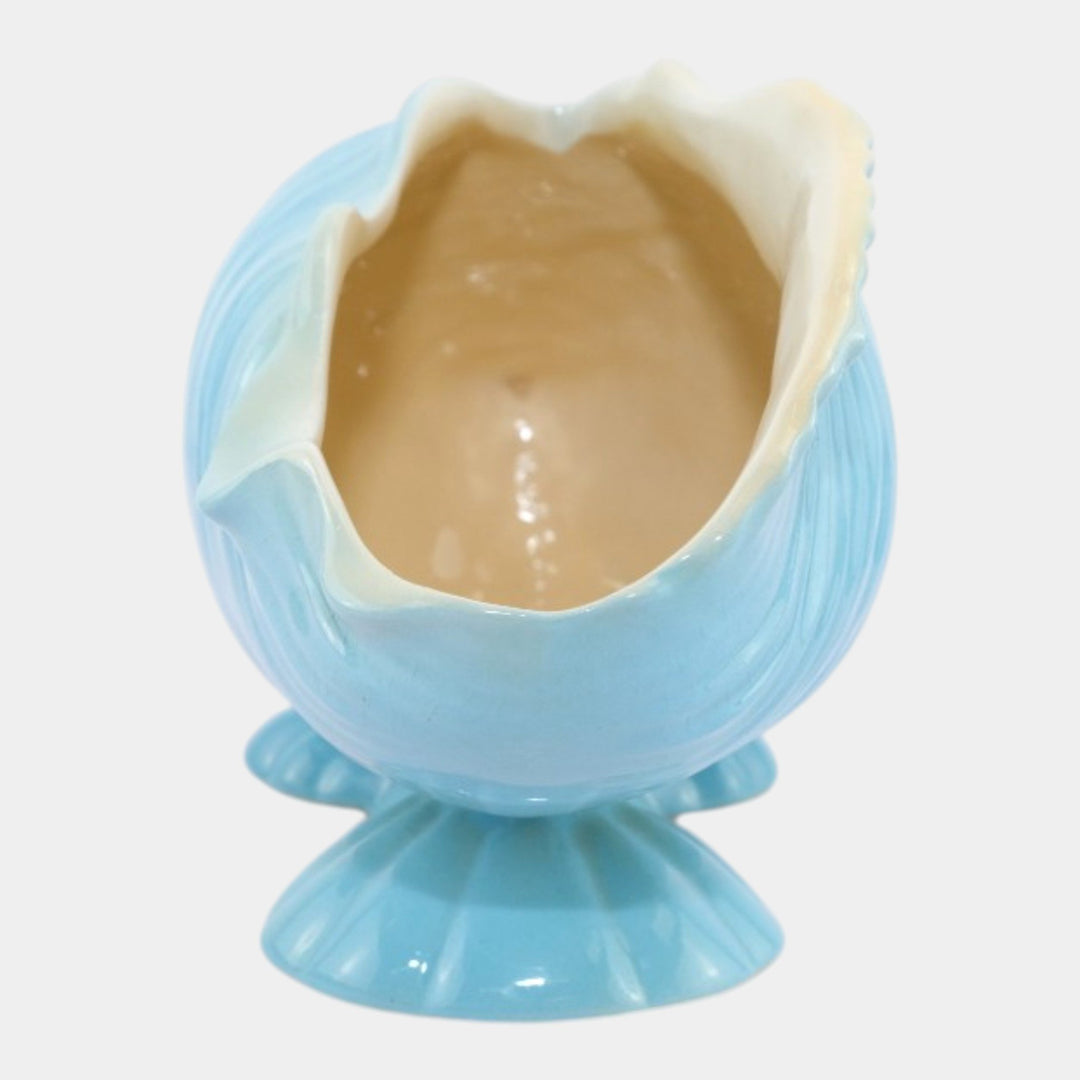 Roseville Ming Tree Blue 1949 Mid Century Modern Ceramic Conch Shell 563-7 - Just Art Pottery