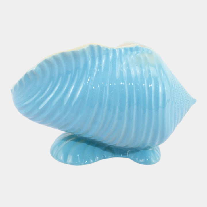 Roseville Ming Tree Blue 1949 Mid Century Modern Ceramic Conch Shell 563-7 - Just Art Pottery