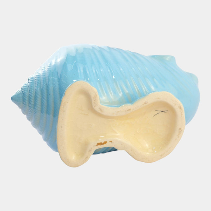 Roseville Ming Tree Blue 1949 Mid Century Modern Ceramic Conch Shell 563-7 - Just Art Pottery