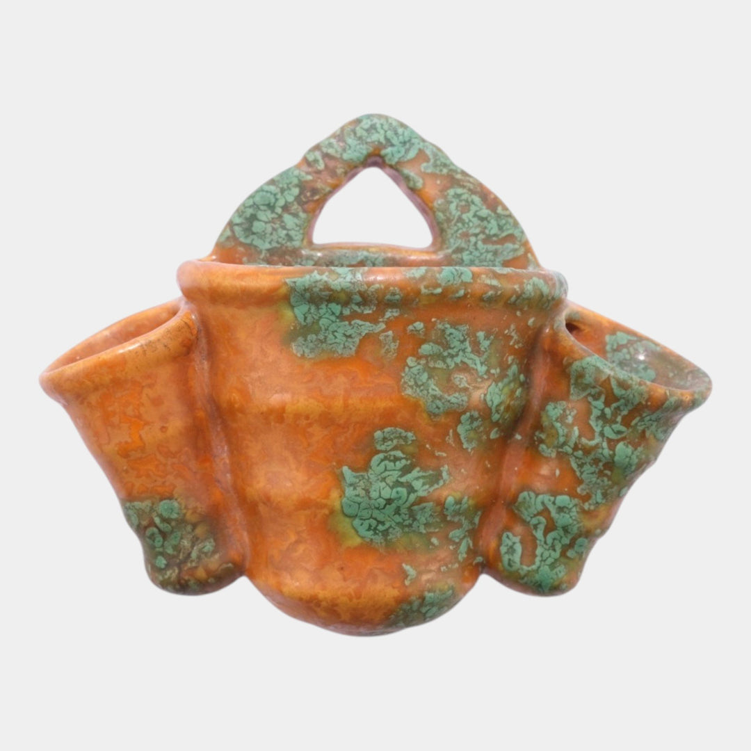 Roseville Imperial II Orange 1930 Vintage Art Pottery Triple Wall Pocket 1264 - Just Art Pottery