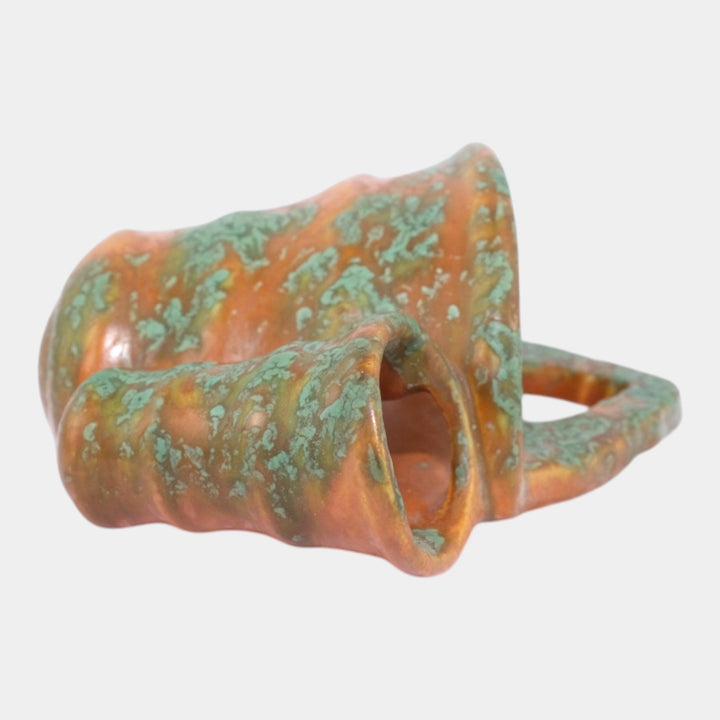 Roseville Imperial II Orange 1930 Vintage Art Pottery Triple Wall Pocket 1264 - Just Art Pottery