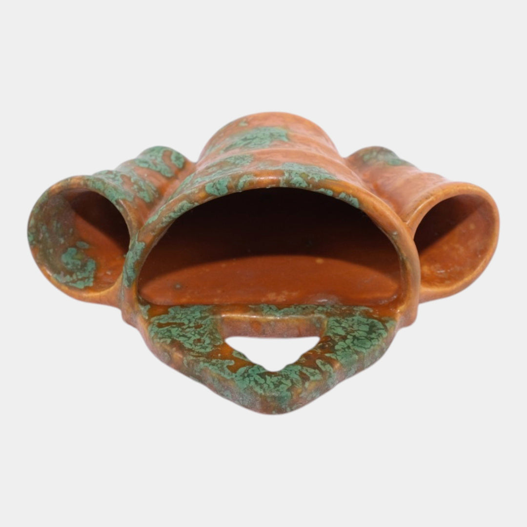 Roseville Imperial II Orange 1930 Vintage Art Pottery Triple Wall Pocket 1264 - Just Art Pottery