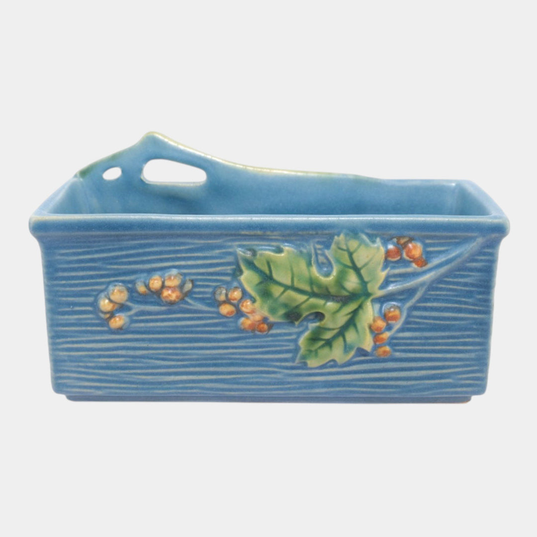Roseville Bushberry Blue 1941 Art Pottery Ceramic Window Box Planter 383-6 - Just Art Pottery
