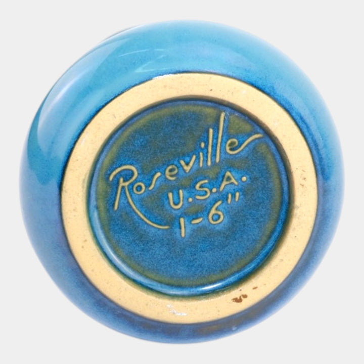 Roseville Rozane Patterns Blue 1941 Mid Century Modern Pottery Ceramic Vase 1-6 - Just Art Pottery
