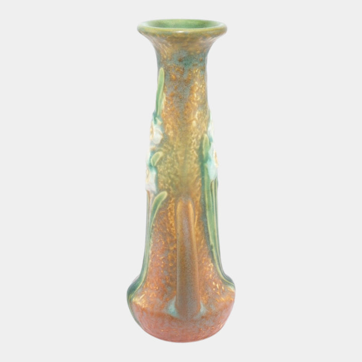 Roseville Jonquil Brown 1931 Vintage Arts And Crafts Ceramic Bud Vase - Just Art Pottery