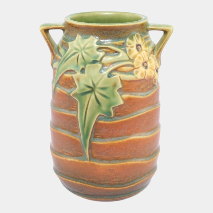 Roseville Luffa Brown 1934 Vintage Arts And Crafts Pottery Ceramic Vase 684-6 - Just Art Pottery